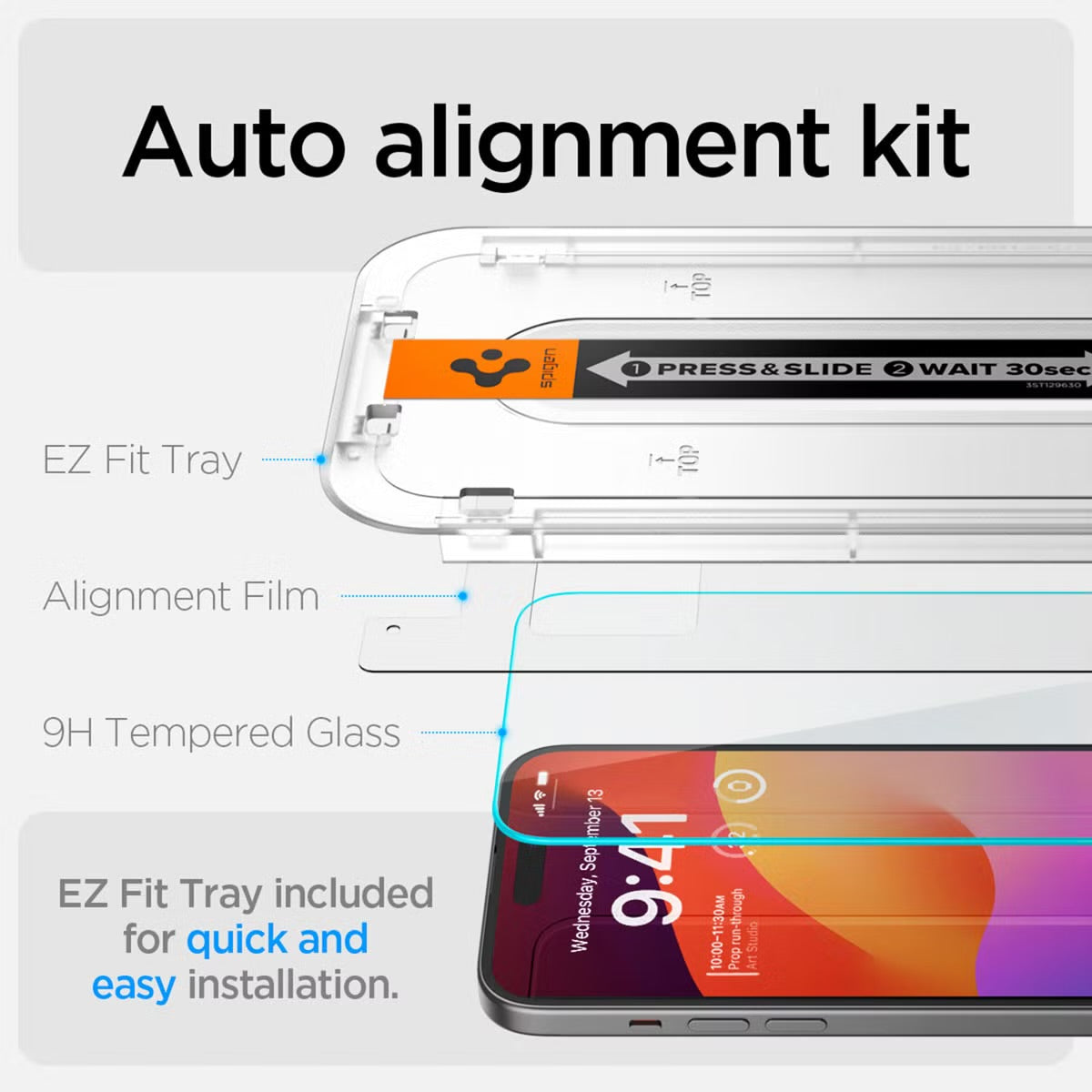 Spigen GLAStR EZ Fit Screenprotector + Applicator 2-pack voor de Apple iPhone 16 / 15