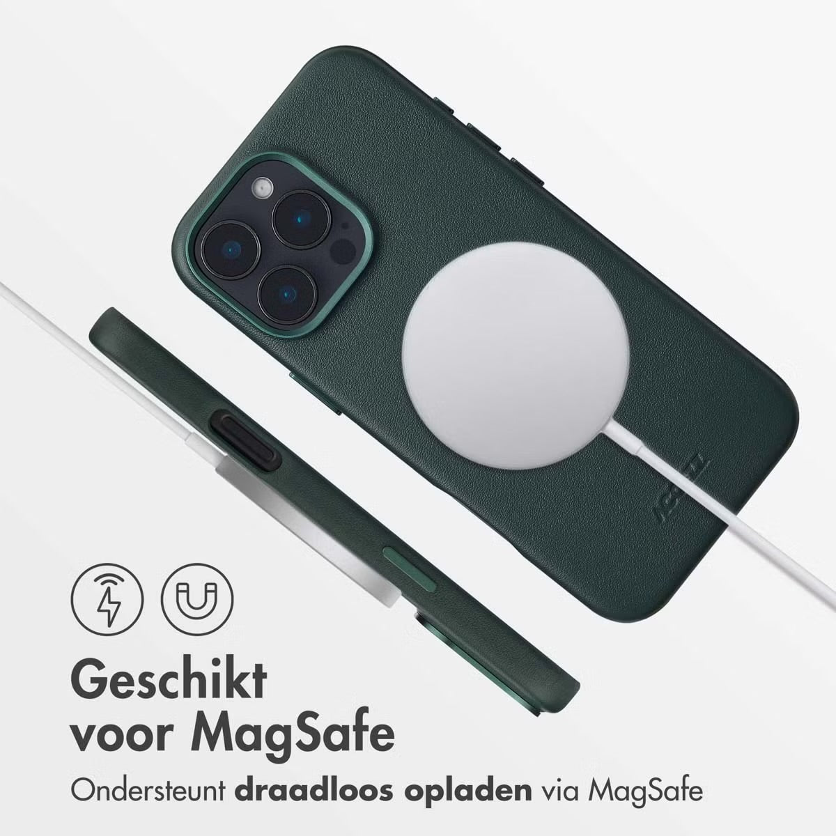 Accezz MagSafe Leather Backcover voor de Apple iPhone 16 Pro Max - Cedar Green