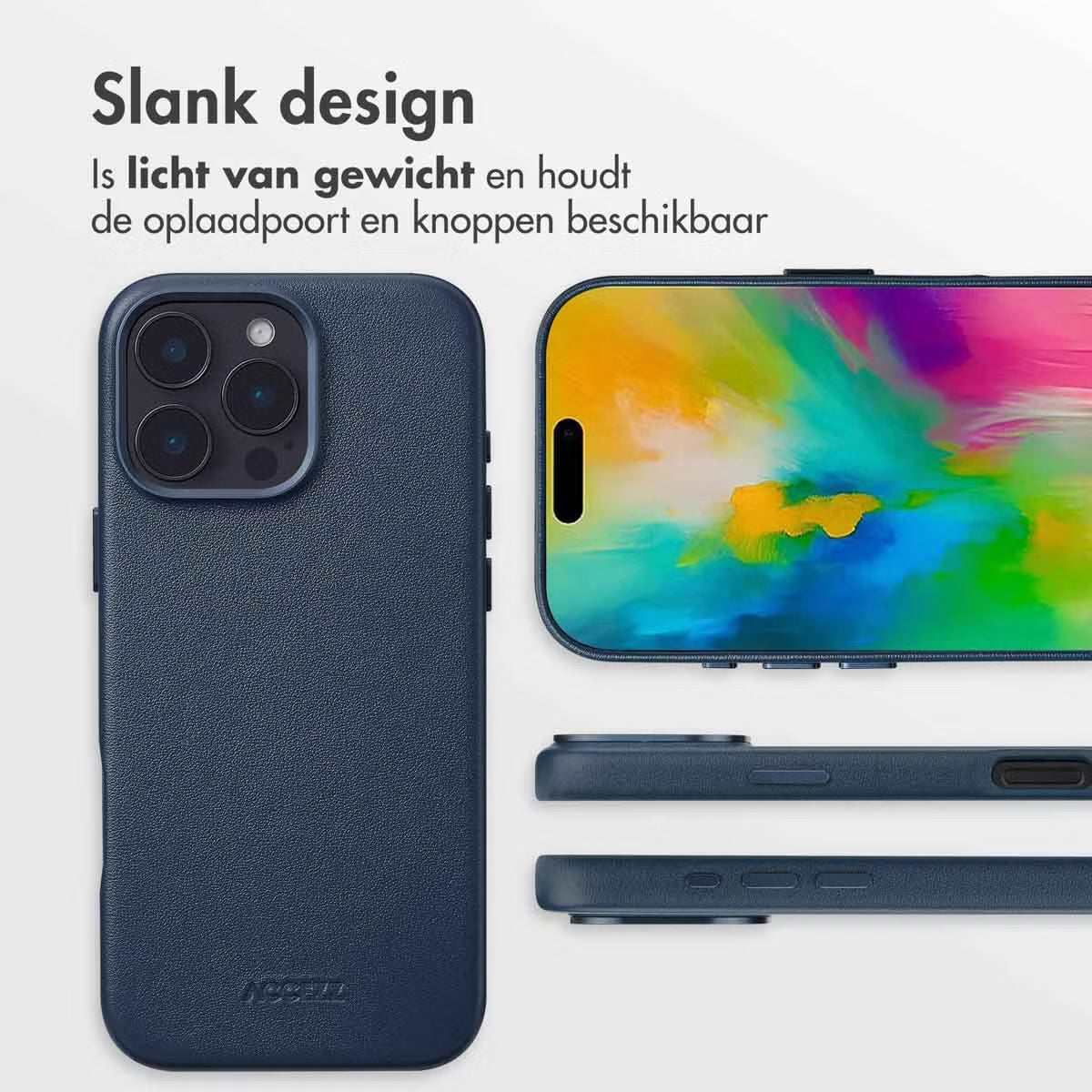 Accezz MagSafe Leather Backcover voor de Apple iPhone 16 Pro Max - Nightfall Blue