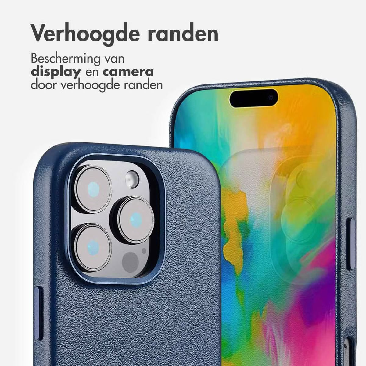 Accezz MagSafe Leather Backcover voor de Apple iPhone 16 Pro - Nightfall Blue