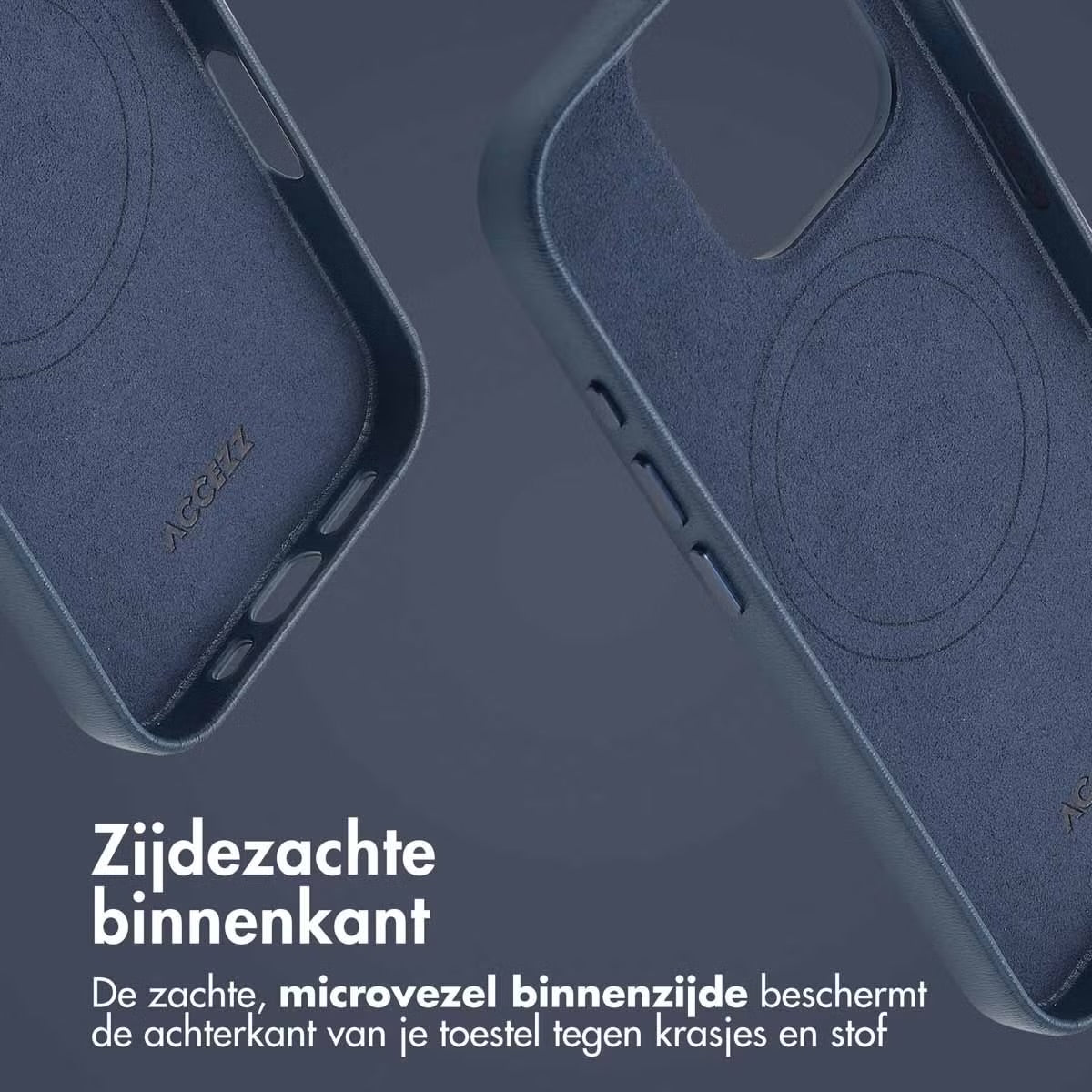 Accezz MagSafe Leather Backcover voor de Apple iPhone 16 Pro - Nightfall Blue