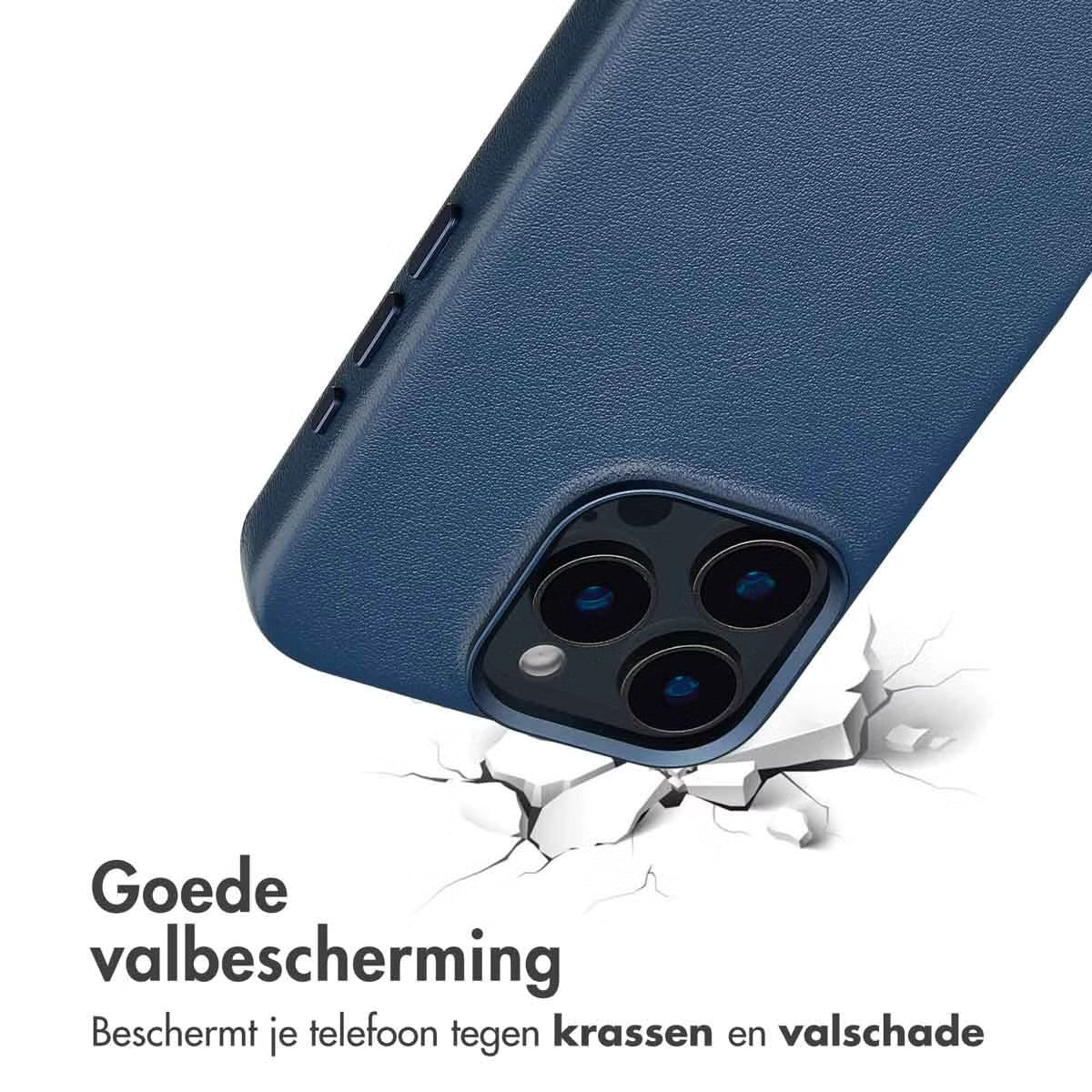 Accezz MagSafe Leather Backcover voor de Apple iPhone 16 Pro Max - Nightfall Blue