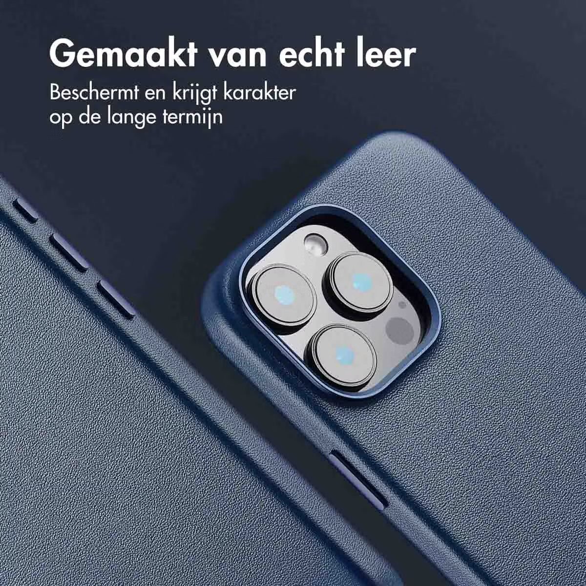 Accezz MagSafe Leather Backcover voor de Apple iPhone 16 Pro Max - Nightfall Blue