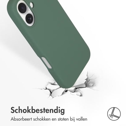 Accezz Liquid Silicone Backcover met MagSafe voor de Apple iPhone 16 - Donkergroen