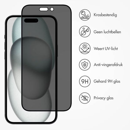 Accezz Gehard Glas Privacy Screenprotector voor de Apple iPhone 14 Pro / 15 / 16