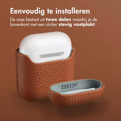 Accezz Echt Leren Case voor de Apple AirPods 1 / 2 - Cognac