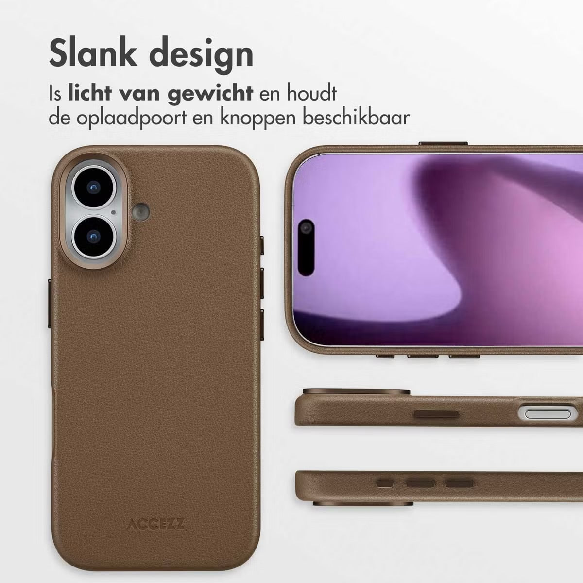 Accezz MagSafe Leather Backcover voor de Apple iPhone 17 - Coffee