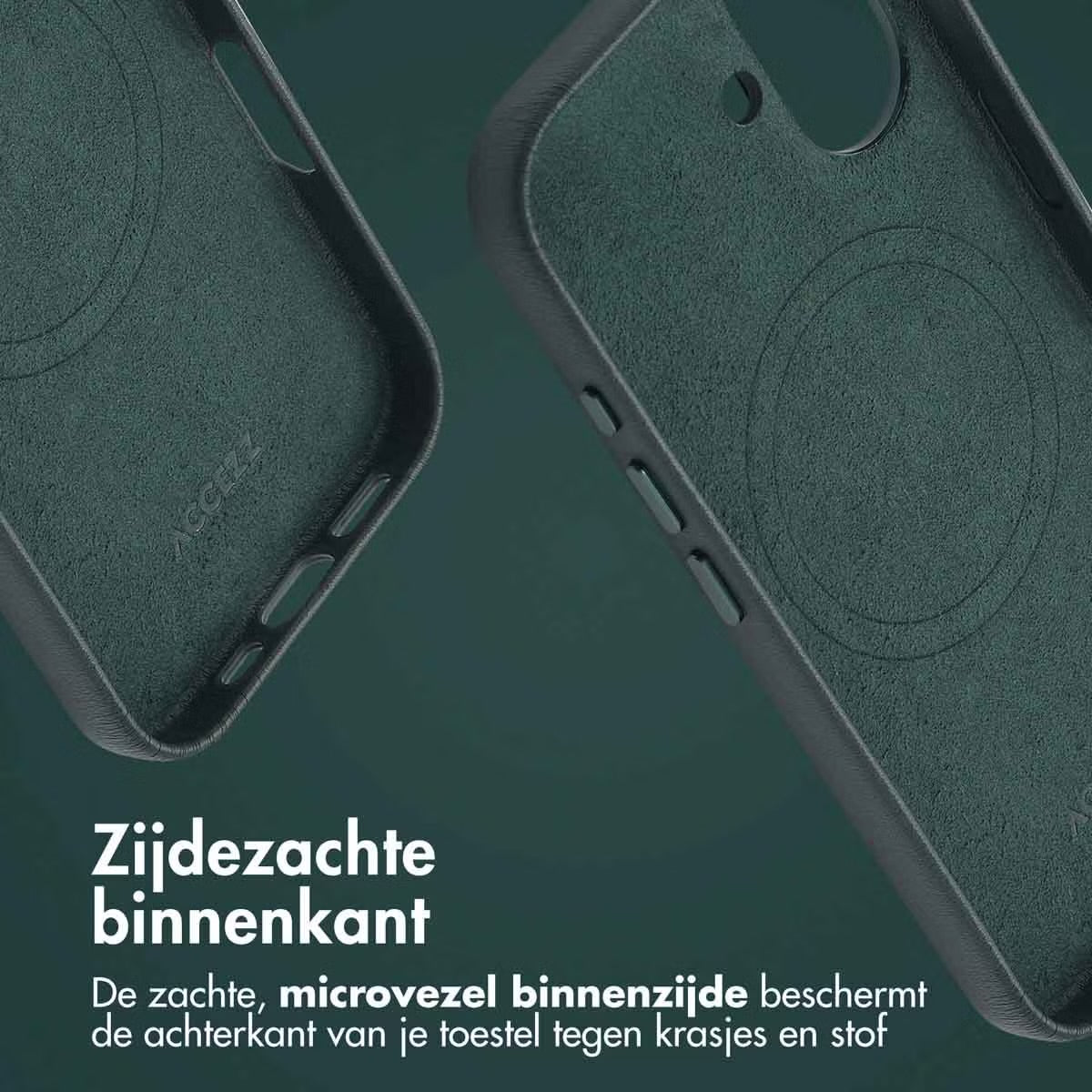 Accezz MagSafe Leather Backcover voor de Apple iPhone 16 - Cedar Green