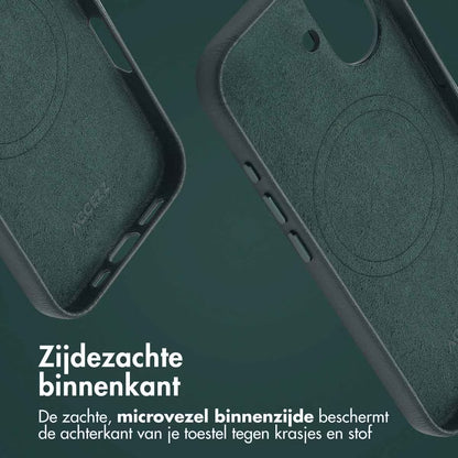 Accezz MagSafe Leather Backcover voor de Apple iPhone 16 - Cedar Green