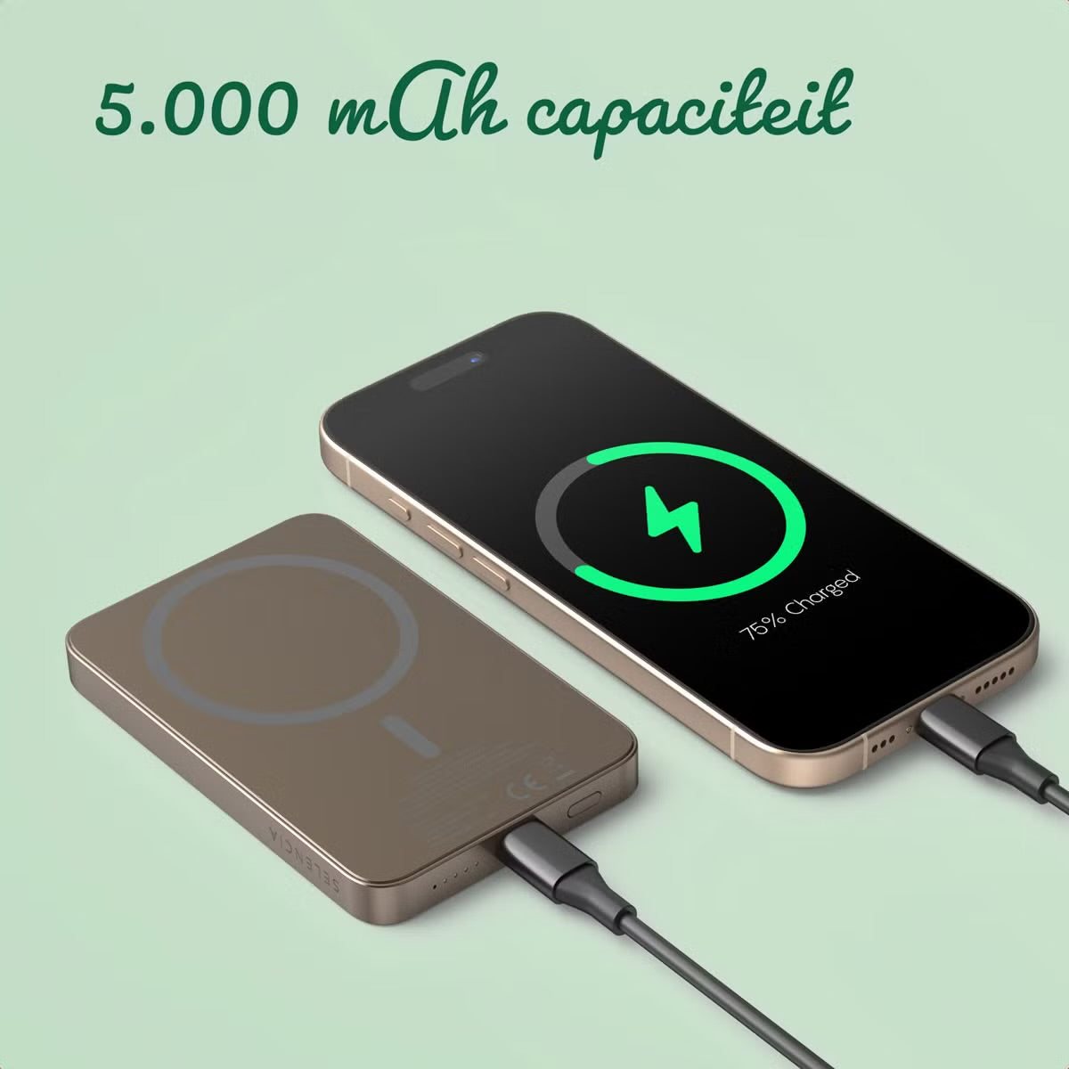 Ontwerp je eigen MagSafe Powerbank 5000 mAh - Desert Gold