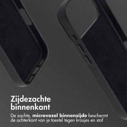 Accezz MagSafe Leather Backcover voor de Apple iPhone 17 Pro - Onyx Black