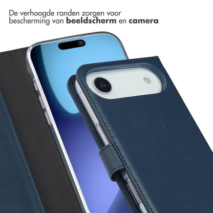 Selencia Echt Leren Bookcase voor de Apple iPhone Air - Blauw