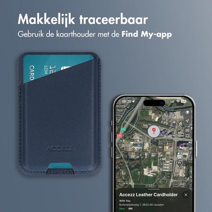 Accezz Magnetische Leren Kaarthouder - Geschikt voor Apple Find My - Nightfall Blue