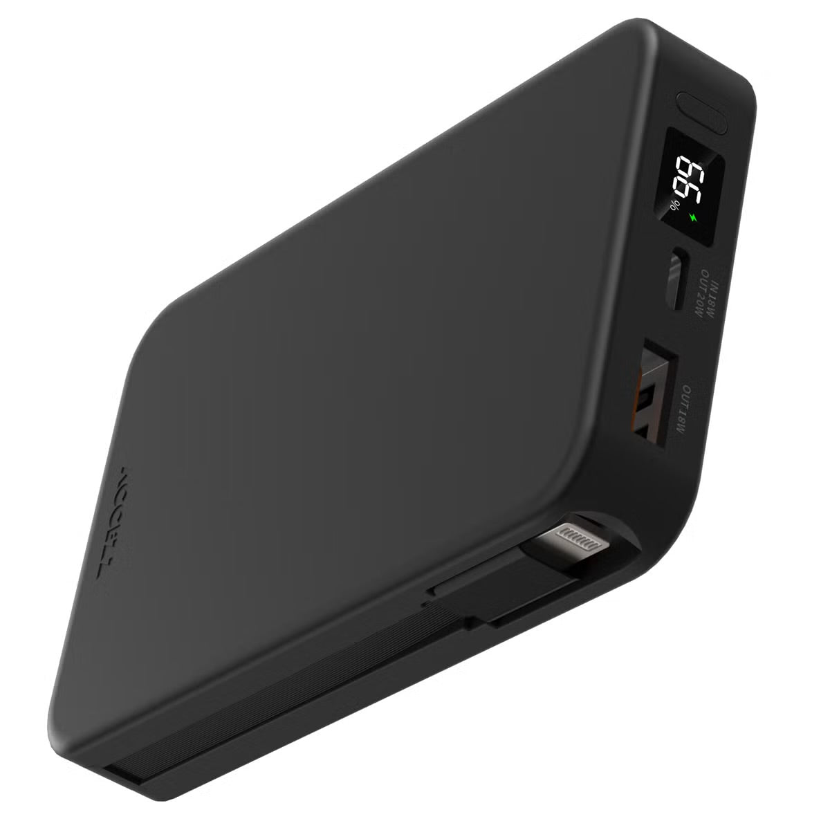 Accezz Powerbank 10.000 mAh met geïntegreerde kabels - Zwart