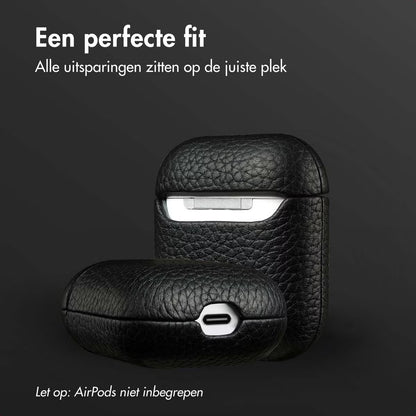 Accezz Echt Leren Case voor de Apple AirPods 1 / 2 - Zwart