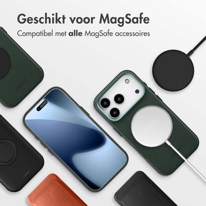 Accezz MagSafe Leather Backcover voor de Apple iPhone 17 Pro - Cedar Green