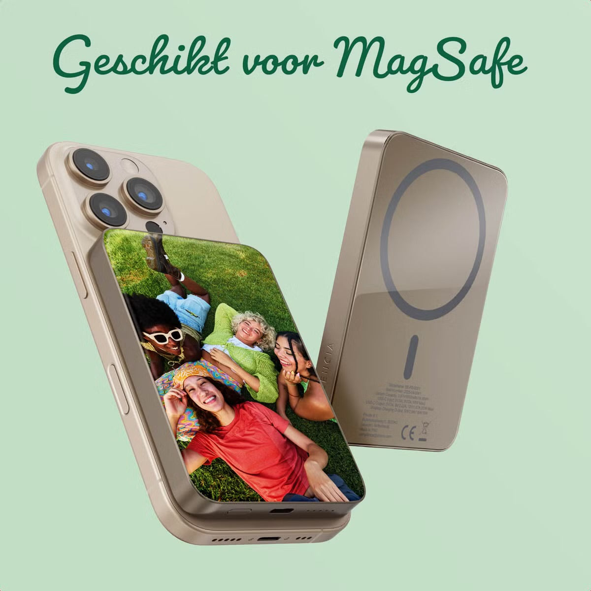 Ontwerp je eigen MagSafe Powerbank 5000 mAh - Desert Gold