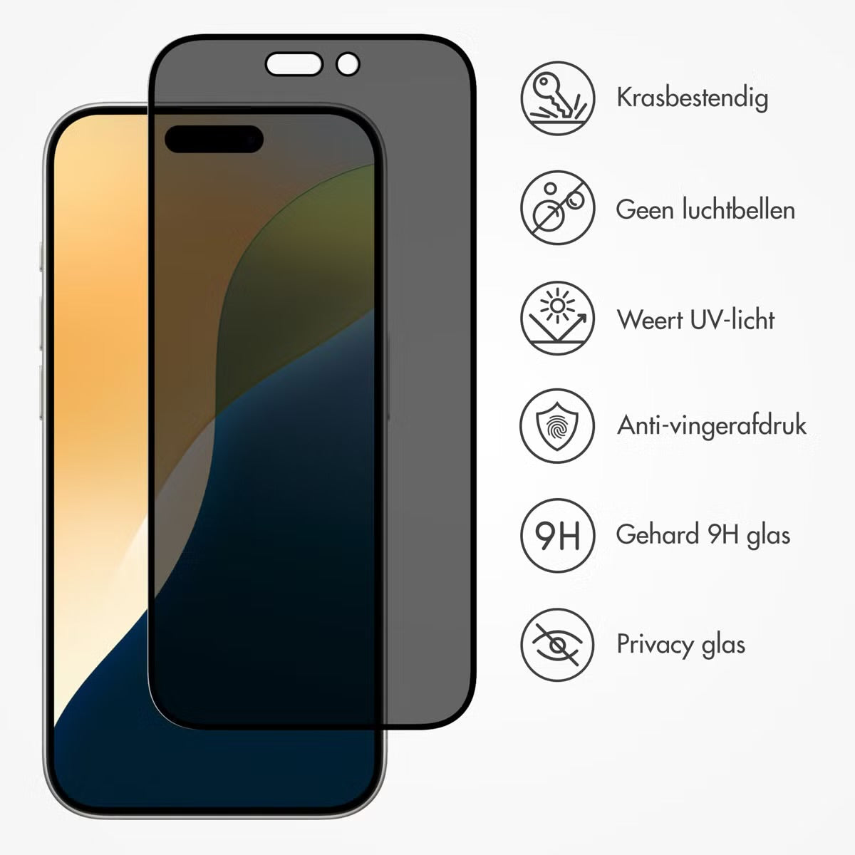 Accezz Gehard Glas Privacy Screenprotector voor de Apple iPhone 16 Pro