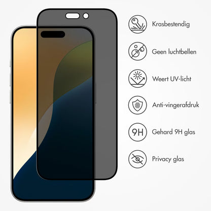 Accezz Gehard Glas Privacy Screenprotector voor de Apple iPhone 16 Pro