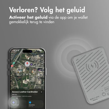 Accezz Magnetische Leren Kaarthouder - Geschikt voor Apple Find My - Light Grey