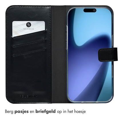Selencia Echt Leren Bookcase voor de Apple iPhone Air - Zwart