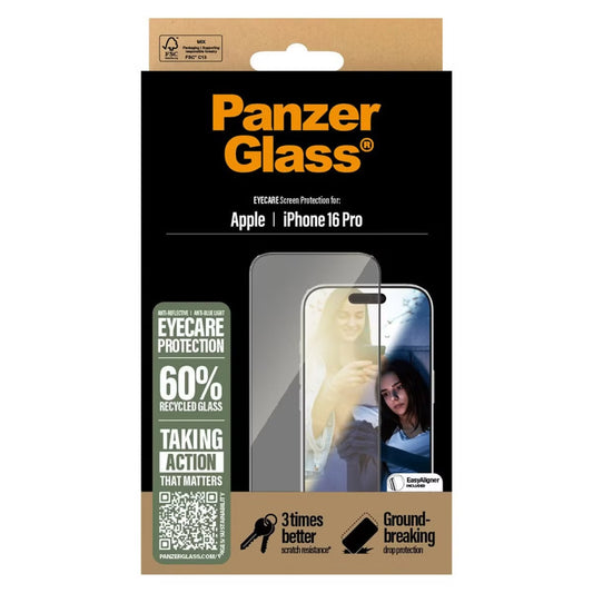 PanzerGlass EyeScreenprotector Ultra Wide Fit met applicator voor de Apple iPhone 16 Pro