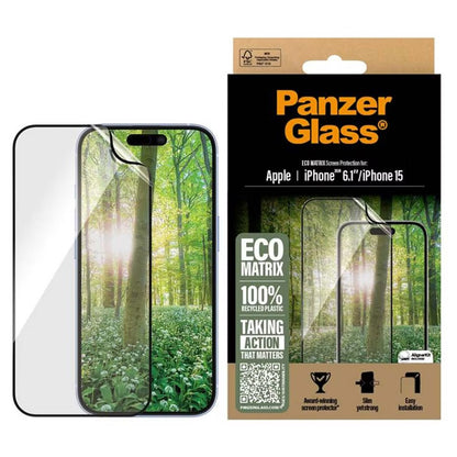 PanzerGlass Matrix Recycled Ultra-Wide Fit Anti-Bacterial Screenprotector incl. applicator voor de Apple iPhone 16