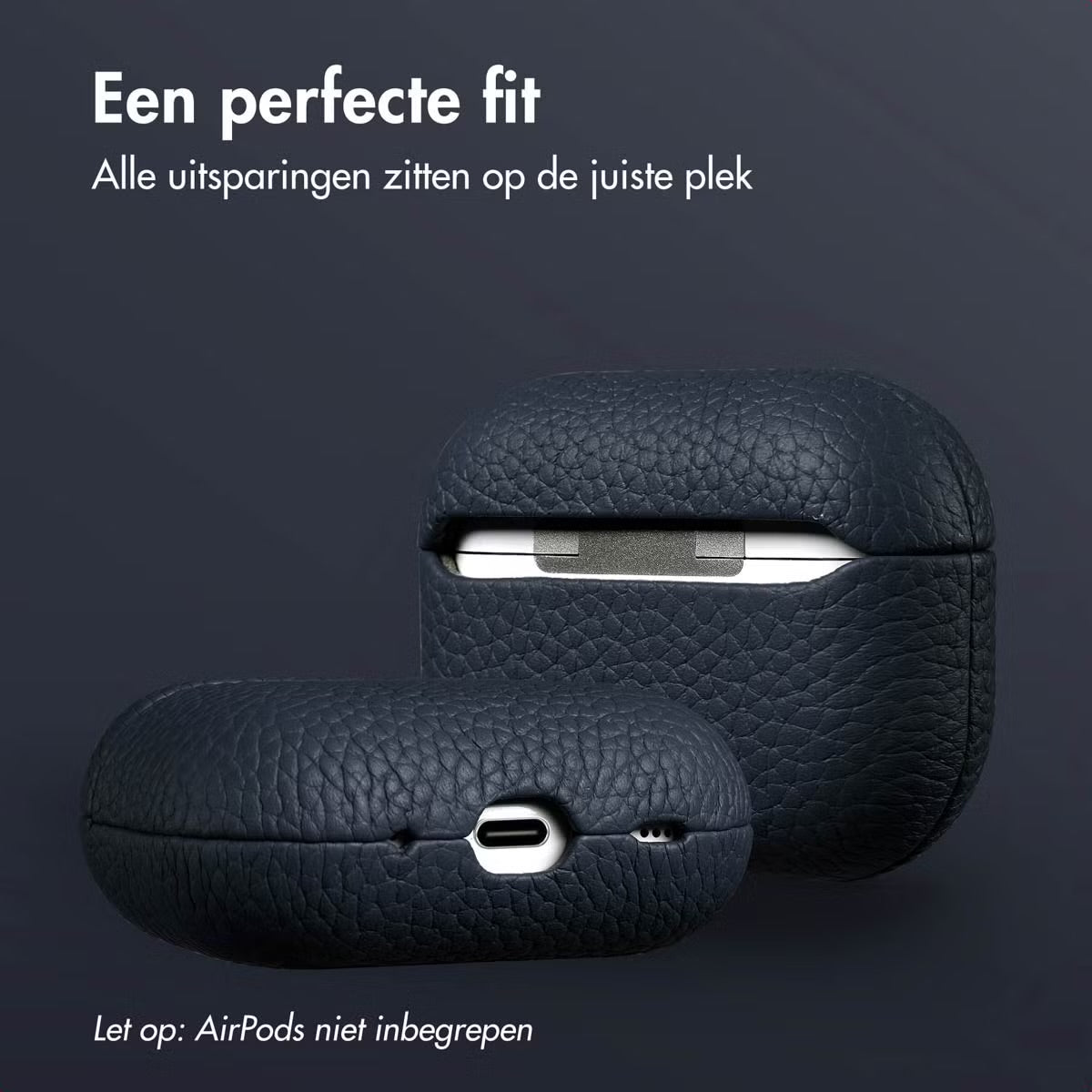 Accezz Echt Leren Case voor de Apple AirPods Pro 2 - Donkerblauw