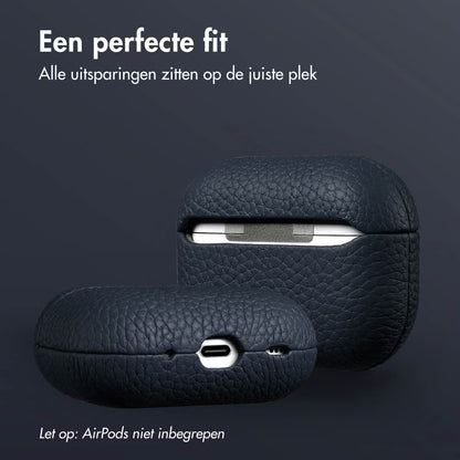 Accezz Echt Leren Case voor de Apple AirPods Pro 2 - Donkerblauw