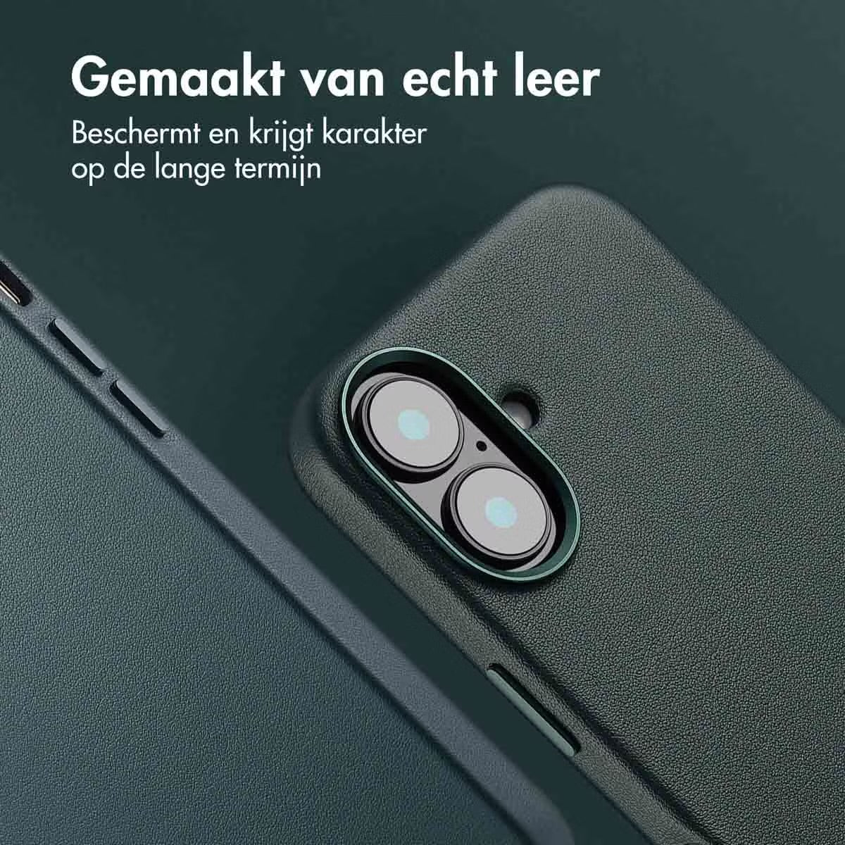 Accezz MagSafe Leather Backcover voor de Apple iPhone 16 - Cedar Green