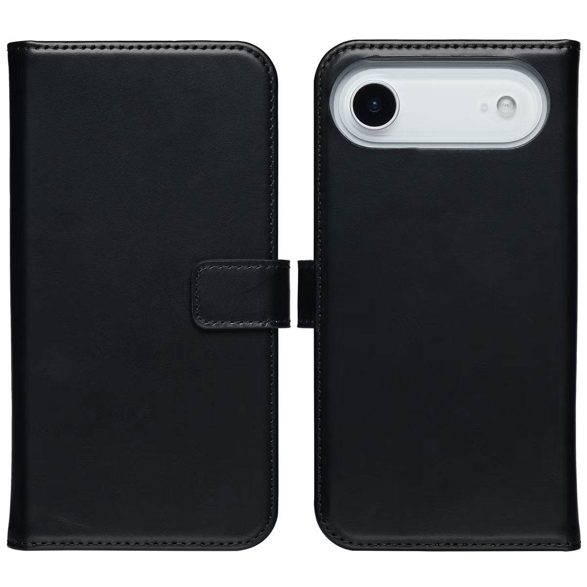 Selencia Echt Leren Bookcase voor de Apple iPhone Air - Zwart