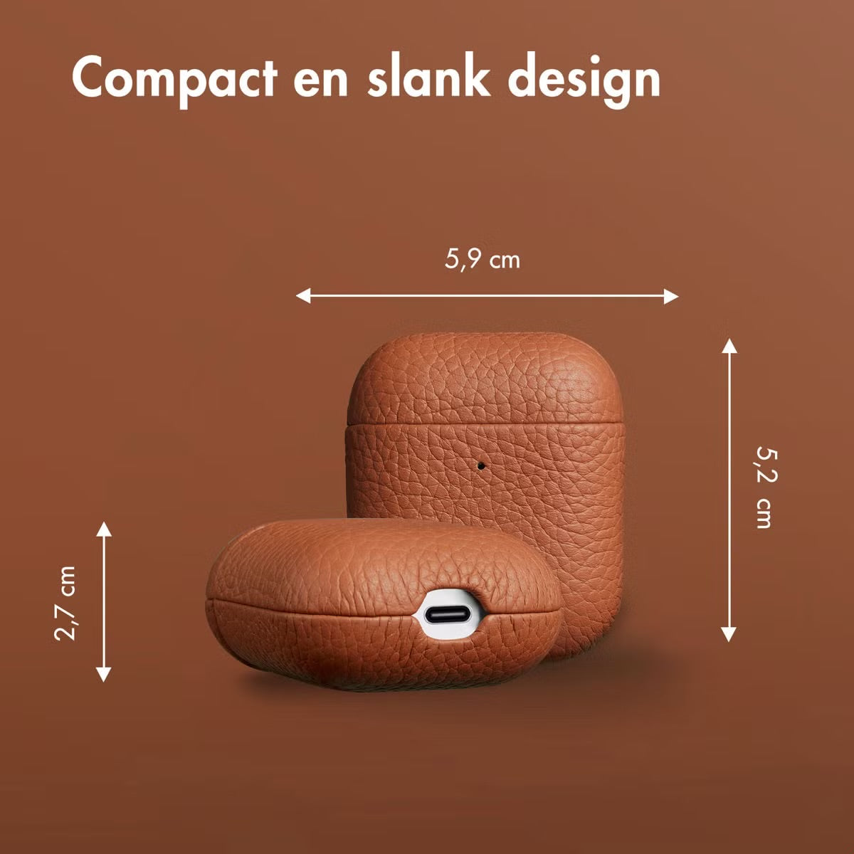 Accezz Echt Leren Case voor de Apple AirPods 1 / 2 - Cognac