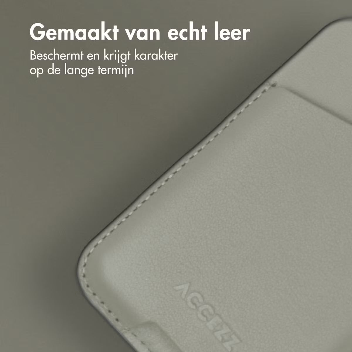 Accezz Leather Cardholder MagSafe - Kaarthouder met MagSafe - Light Grey