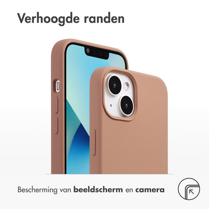 Accezz Liquid Silicone Backcover met MagSafe voor de iPhone 13 Mini - Lichtbruin