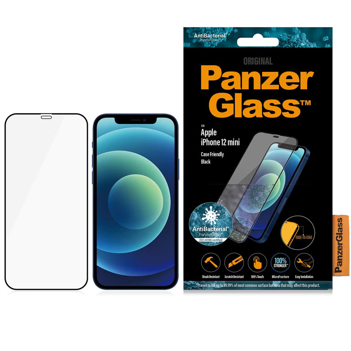 PanzerGlass Case Friendly Screenprotector for Apple iPhone 12 Mini - Black