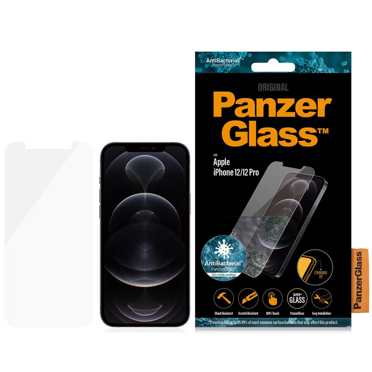 PanzerGlass Anti-Bacterial Screenprotector voor de Apple iPhone 12 (Pro)