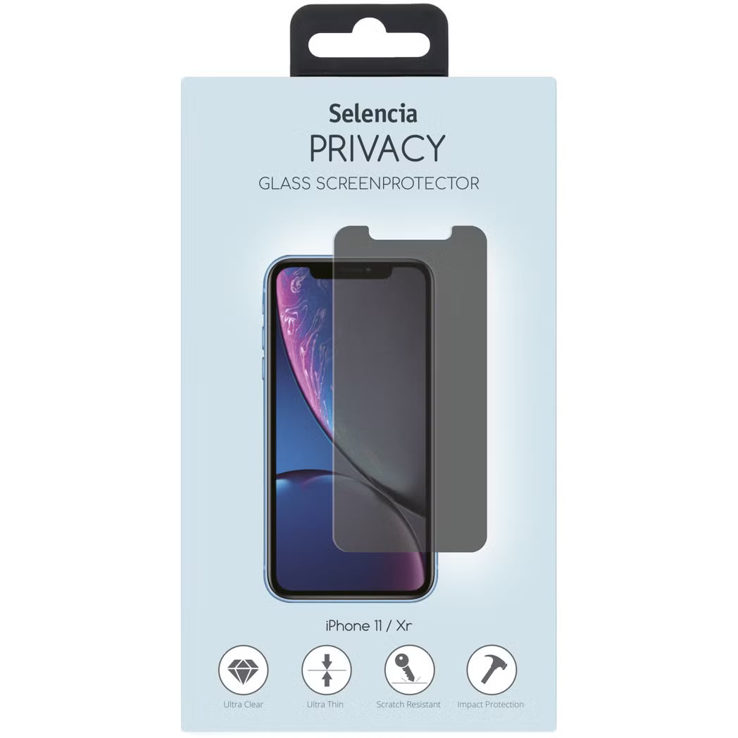 Selencia Gehard Glas Privacy Screenprotector voor Apple iPhone 12 (Pro) / 11 / Xr