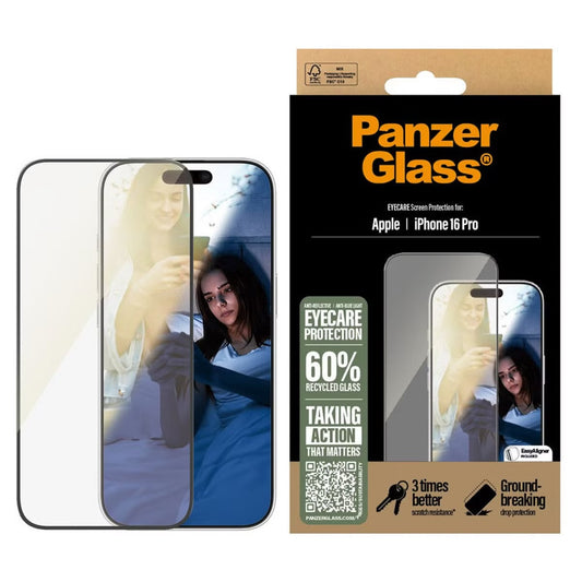 PanzerGlass Gaming Screenprotector Ultra Wide Fit met applicator voor de Apple iPhone 16 Pro