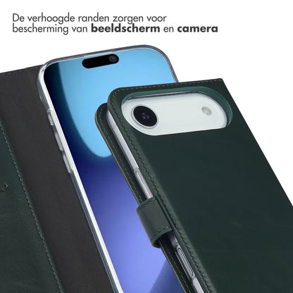 Selencia Echt Leren Bookcase voor de Apple iPhone Air - Groen