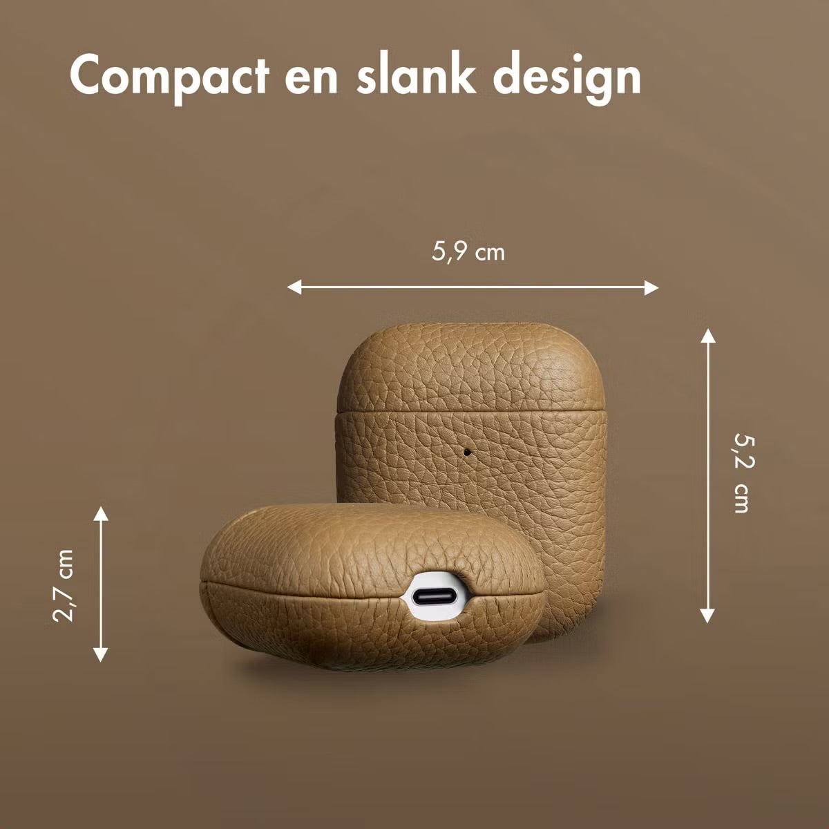 Accezz Echt Leren Case voor de Apple AirPods 1 / 2 - Taupe