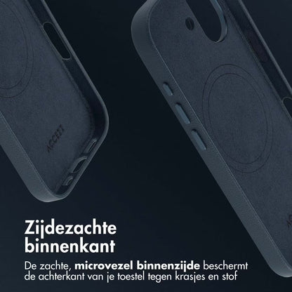 Accezz MagSafe Leather Backcover voor de Apple iPhone 17 - Nightfall Blue