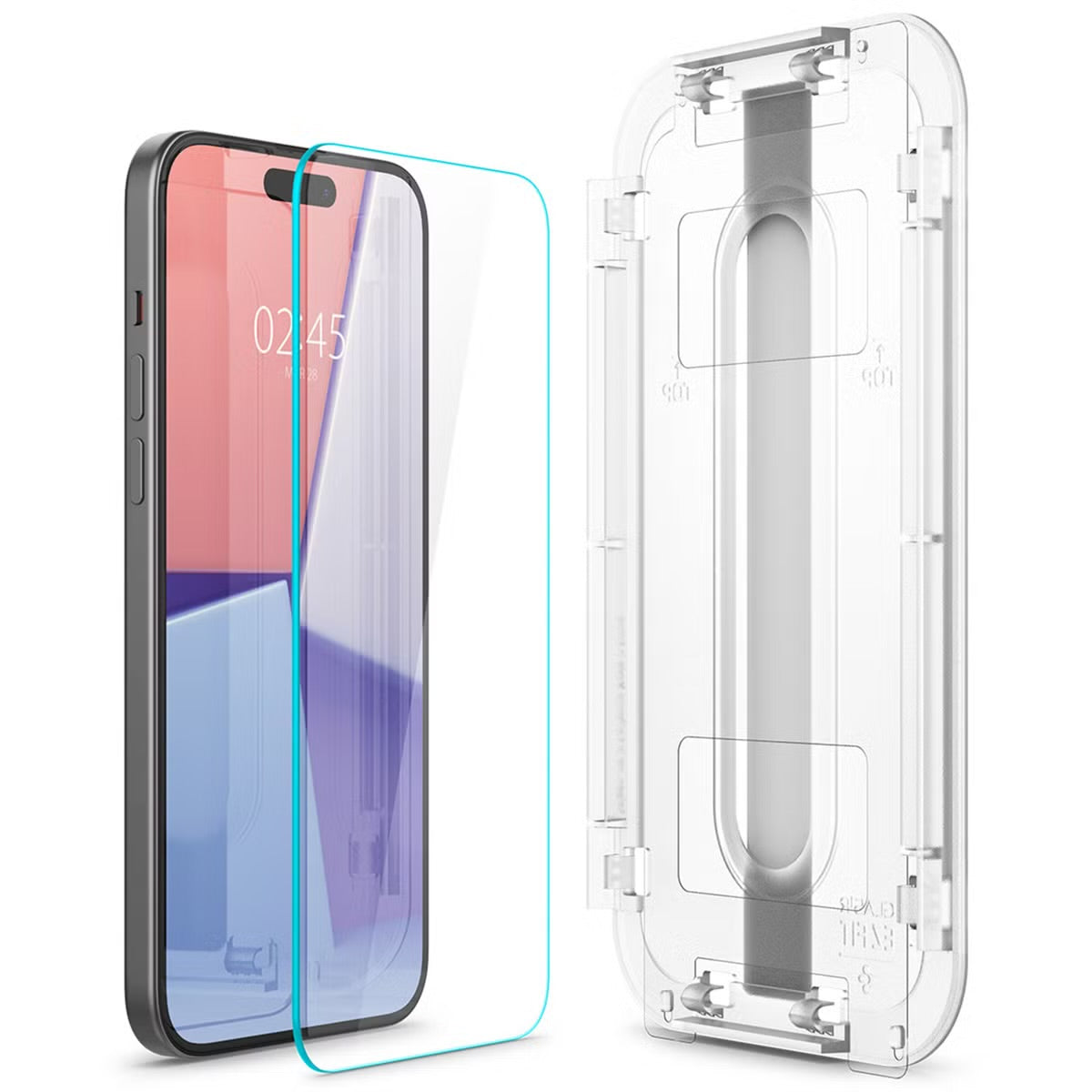 Spigen GLAStR EZ Fit Screenprotector + Applicator 2-pack voor de Apple iPhone 16 / 15