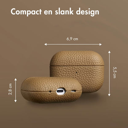 Accezz Echt Leren Case voor de Apple AirPods Pro 2 - Taupe