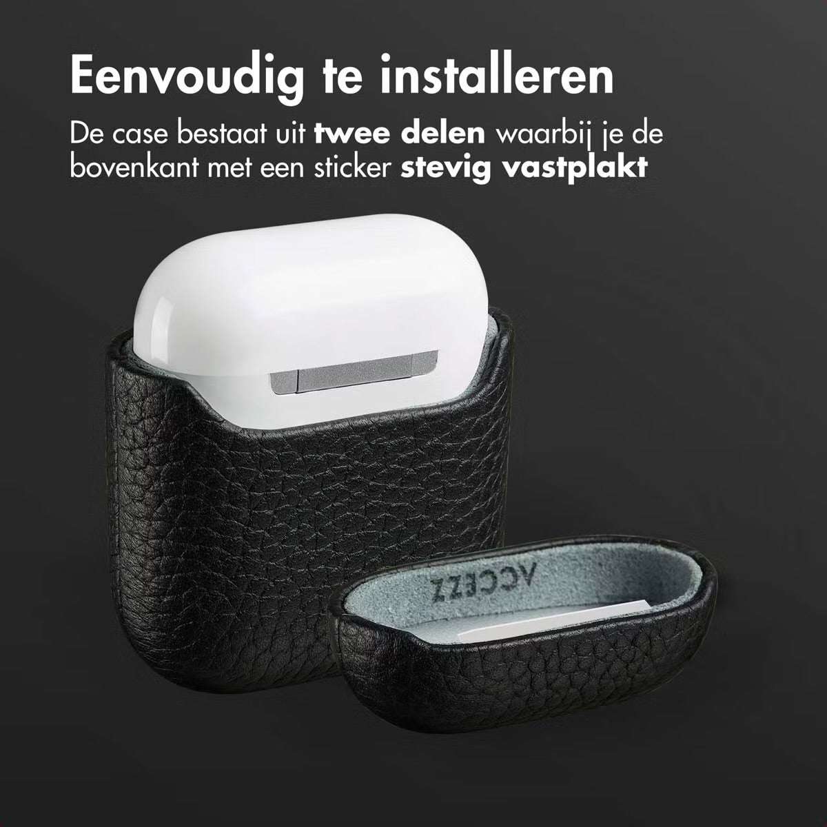Accezz Echt Leren Case voor de Apple AirPods 1 / 2 - Zwart