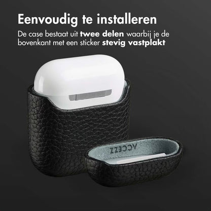 Accezz Echt Leren Case voor de Apple AirPods 1 / 2 - Zwart