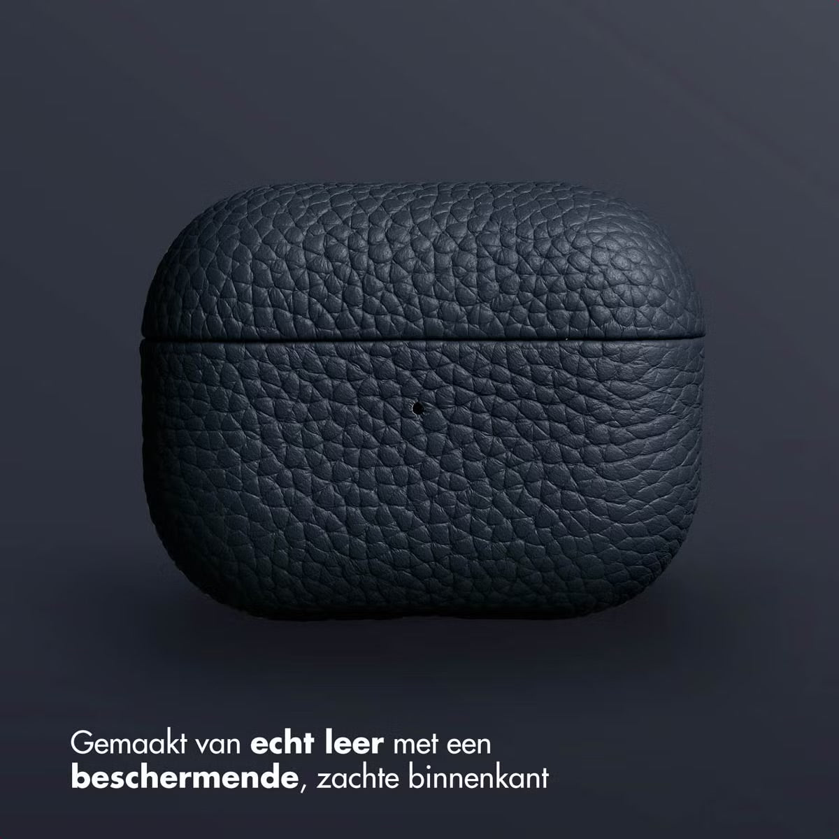 Accezz Echt Leren Case voor de Apple AirPods Pro 2 - Donkerblauw