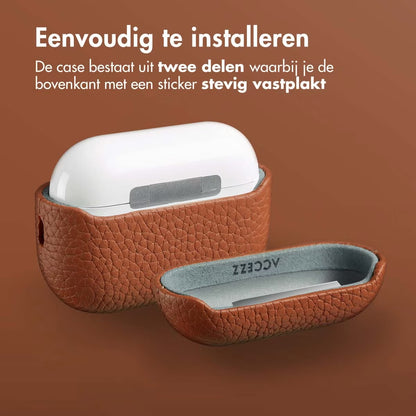 Accezz Echt Leren Case voor de Apple AirPods Pro 2 - Cognac