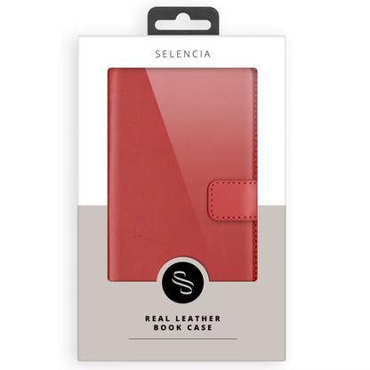 Selencia Echt Leren Bookcase voor de Apple iPhone 17 Pro - Rood