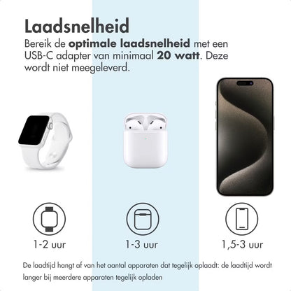 3-in-1 Opvouwbare Draadloze MagSafe Oplader - 20W - Zwart