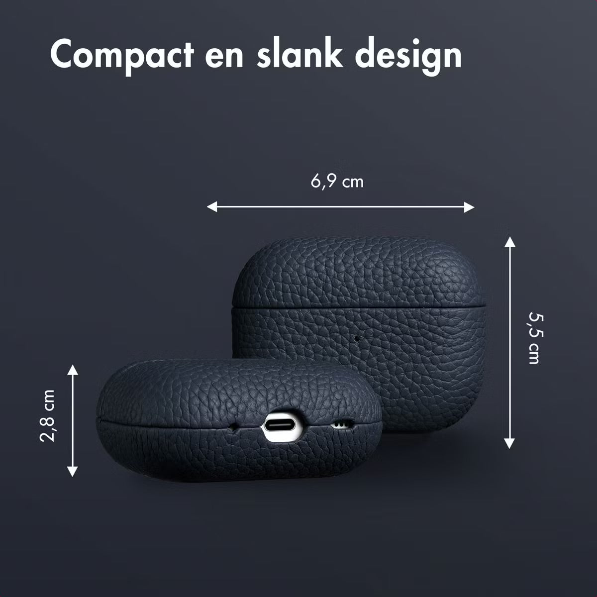 Accezz Echt Leren Case voor de Apple AirPods Pro 2 - Donkerblauw